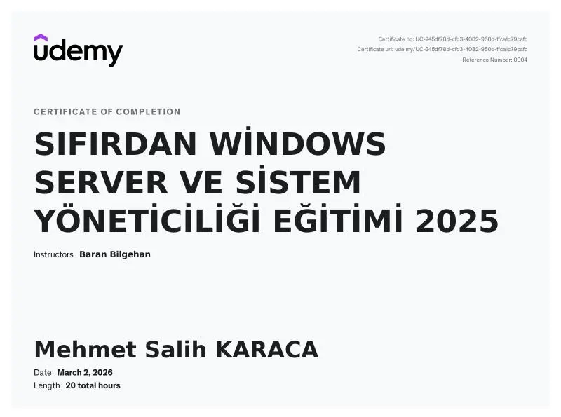 SIFIRDAN WİNDOWS SERVER VE SİSTEM YÖNETİCİLİĞİ EĞİTİMİ 2025